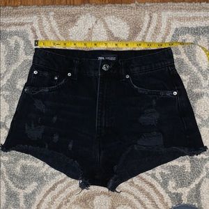 ZARA black ripped jeans shorts